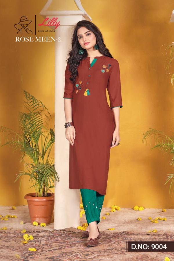 Lilly Rosemeen 2 Rayon Fancy Kurti With Bottom